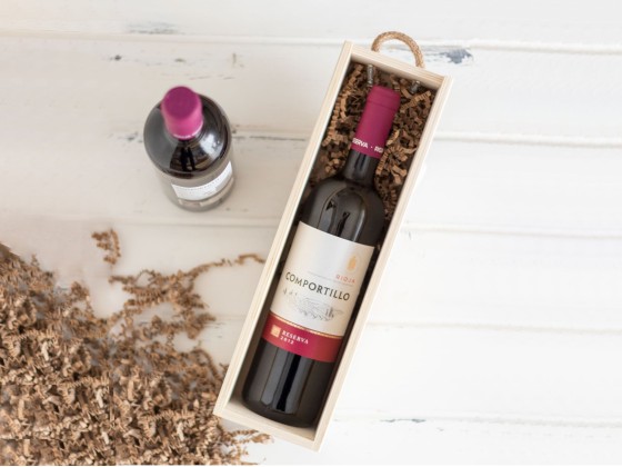 Wooden box 1 Bottle of wine Sliding Lid Ref.1botTC