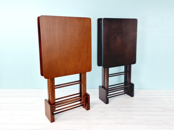 Set of 2 Folding Side Tables with Cherry or Walnut Stand Ref. 1391
