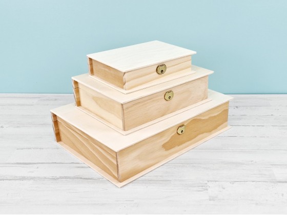 Wooden book box 3 sizes Ref.P1320A
