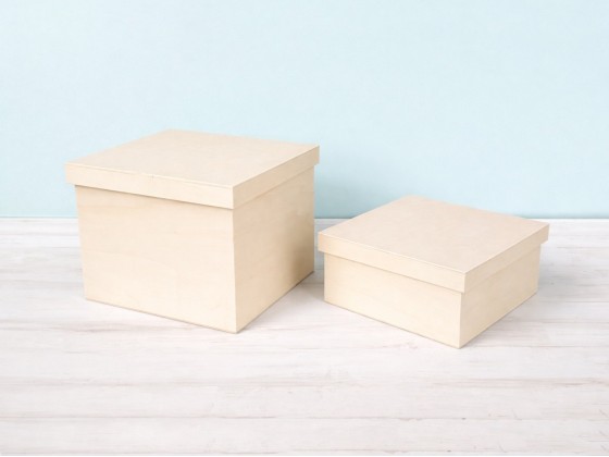 Caja de madera Cuadrada 25x25 cm. c/tapa 2 medidas Ref.P00C25