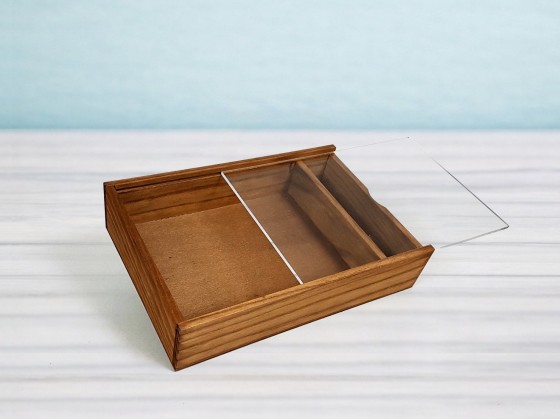 Caja de madera Envejecida para fotógrafos c/tapa metacrilato Ref.P1454DTM