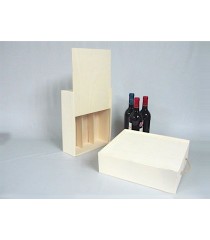 Caja de madera para botellas de 3 plazas con tapa corredera (1