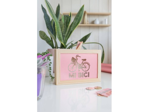 Wooden piggy bank 17x12x4 cm. with glass Ref.AW2844