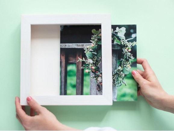 White wooden frame box for album, various sizes Ref.P1454CAB