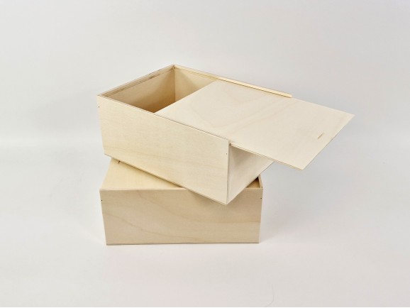 Caja de madera 31x24x13,5 cm. c/tapa corredera Ref.PC01TC