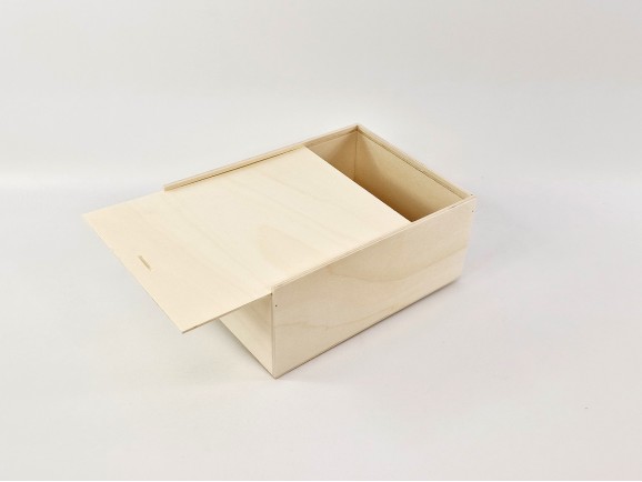 Caja de madera 31x24x13,5 cm. c/tapa corredera Ref.PC01TC