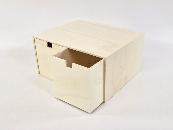 Caja de madera 33x27,5x17 cm. 2 cajones Ref.AW24641