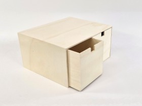 Caja de madera 33x27,5x17 cm. 2 cajones Ref.AW24641