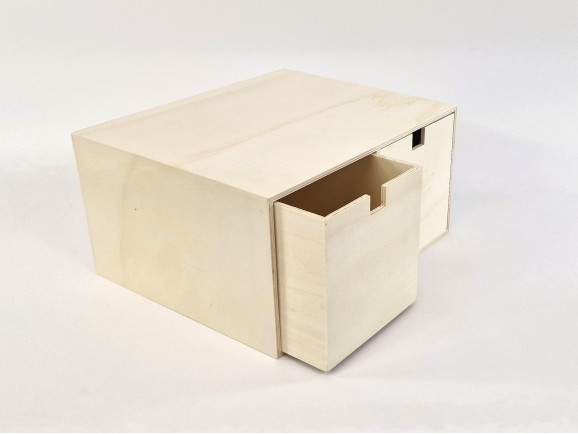 Caja de madera 33x27,5x17 cm. 2 cajones Ref.AW24641