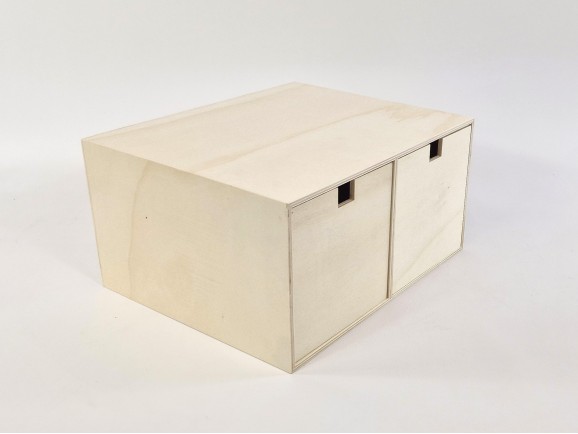 Caja de madera 33x27,5x17 cm. 2 cajones Ref.AW24641