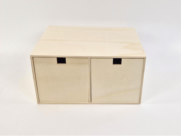 Caja de madera 33x27,5x17 cm. 2 cajones Ref.AW24641