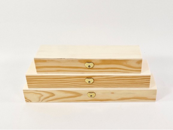 Caja de madera pino 3 medidas Ref.P1029