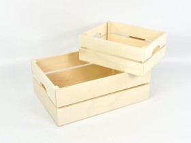 Caja Cesta de madera c/asas 2 medidas Ref.AR1653