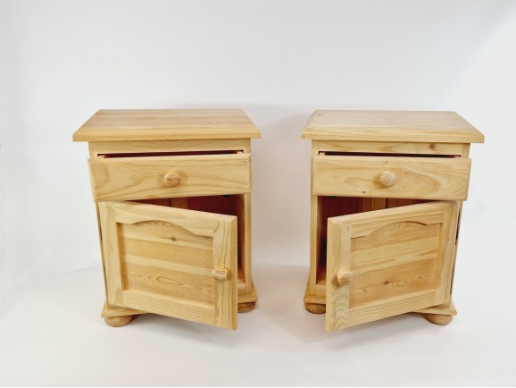 Rustic bedside table with door and drawer Ref.2253
