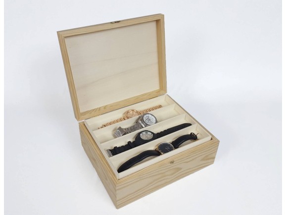 Caja estuche de madera 27x22,5x11 cm. c/bandejas para 16 relojes Ref.P35C45B