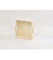 Square wooden basket box with handles 16.5x16.5x6.5 cm. Ref.AW8581