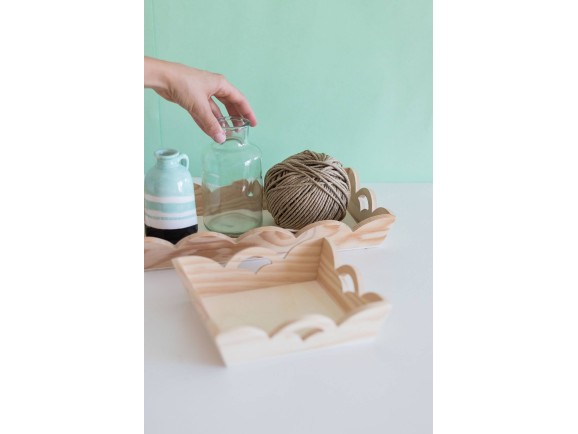 Bandeja de madera ondulada 2 medidas Ref.P1195