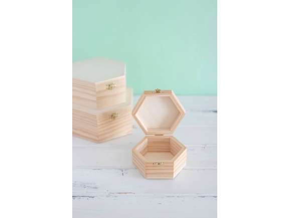 Caja de madera hexagonal 3 medidas Ref.P117