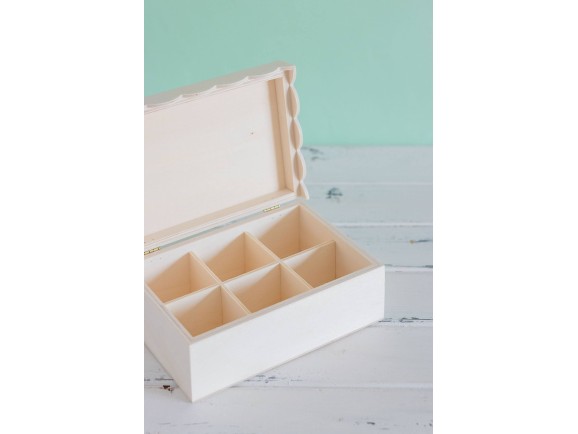 Wooden box 23x16x9 cm. 6 divisions Ref.P35C47RB
