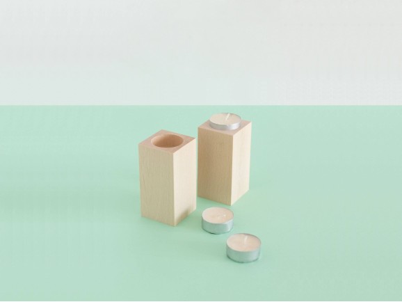 Wooden candle holder 10x5x5 cm. Ref.ET2023