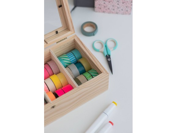 Wooden box 29x14x9 cm. 4 divisions with glass top Ref.P00CC5V