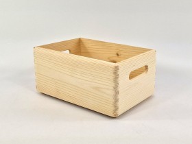 Pine wood basket box 30x20x14.5 cm. with handles Ref.DRSN130