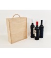 Wooden box for 3 wine bottles with sliding lid Ref.3BotTCOK