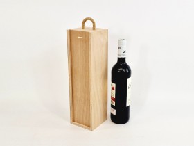 Caja madera 1 Botella de vino Tapa Corredera  Ref.1BotTCOK