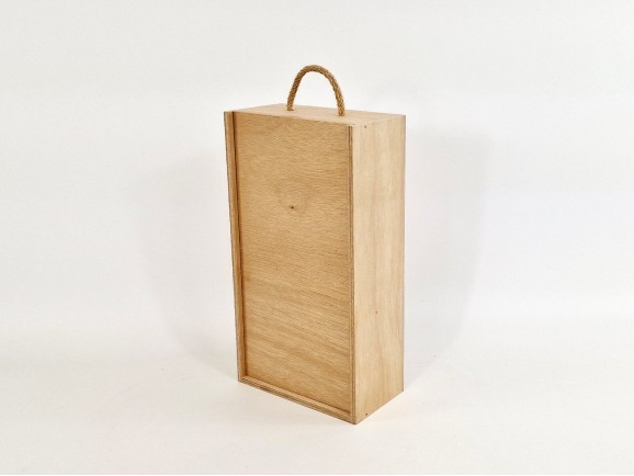 Caja madera 2 Botellas de vino Tapa Corredera Ref.2BotTCOK