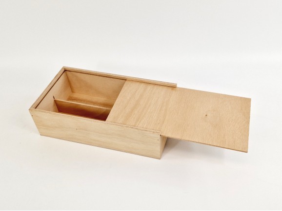Caja madera 2 Botellas de vino Tapa Corredera Ref.2BotTCOK