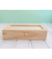 Wooden box 28.5x15x7 cm. with glass lid and 2 trays Ref.PCR4V