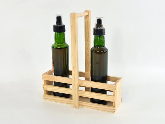 Natural wood cruet with handle Ref.CR125