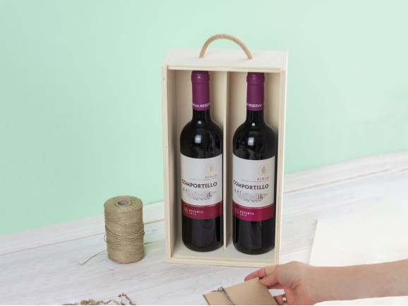 Box 2 Wine Bottles Sliding Lid Ref.2botTC