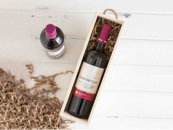 Wooden box 1 Bottle of wine Sliding Lid Ref.1botTC