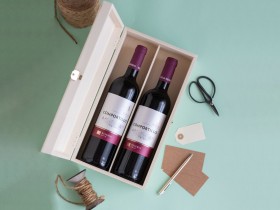 Caja madera 2 Botellas de vino Bisagra y Broche Ref.2botBB