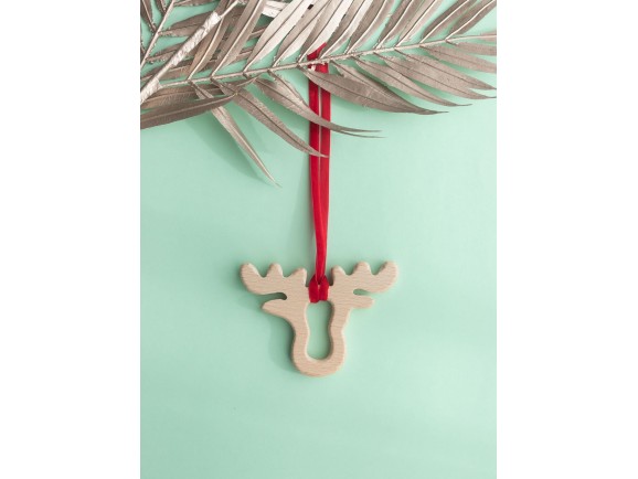 Cabeza de Reno en madera de haya 10,5x7,5 cm. Ref.RM109