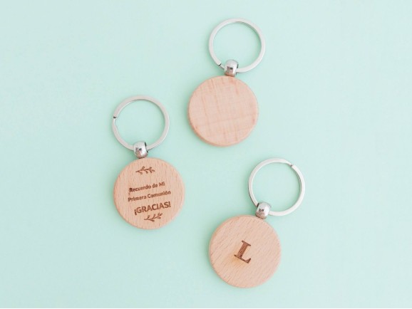 Llavero redondo de madera Ref.AE2025