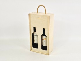 Caja madera para 2 botellas Tapa Corredera Silueta Ref.2BotTCR