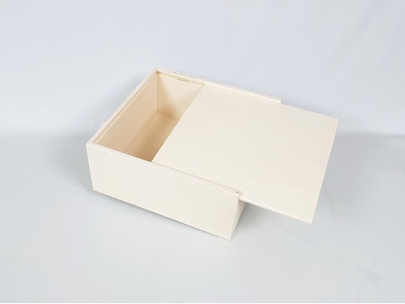 Caja de madera 27x27x12 cm. c/tapa corredera Ref.PC4K