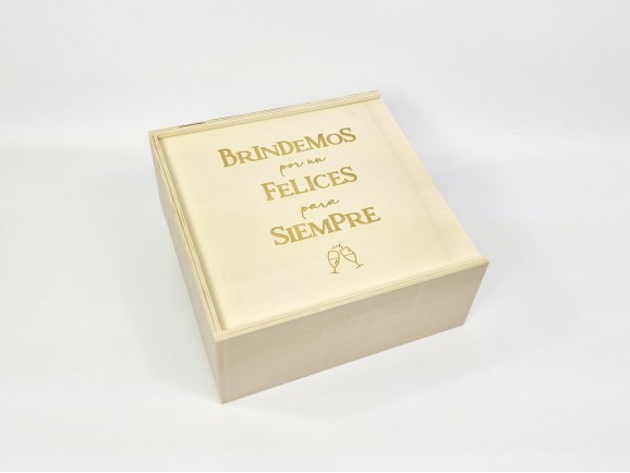 Wooden box 27x27x12 cm. with sliding cover Ref.PC4K