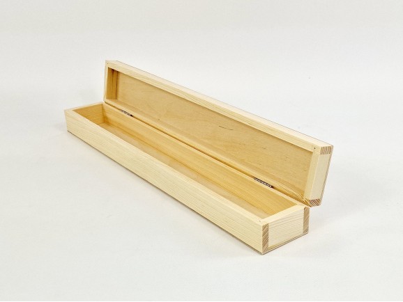 Caja de madera pino larga 47x7x5,5 cm. c/bisagras Ref.DWPZ212