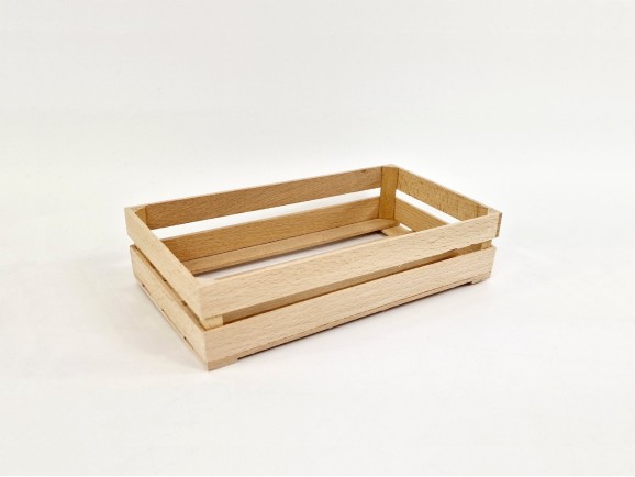 Small wooden basket box 22x13x5.5 cm. 2 slats Ref.DRSN021