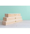 Caja de madera pino c/ bisagra y broche 3 medidas Ref.P1029