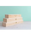 Pine wood box with hinge and clasp, 3 sizes. Ref.P1029