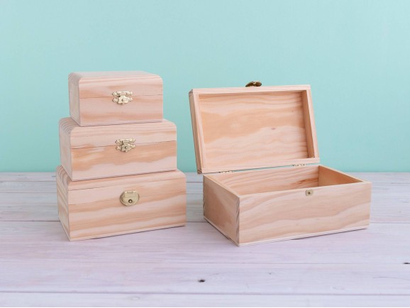 Caja de madera c/tapa voleada varias medidas Ref.P107