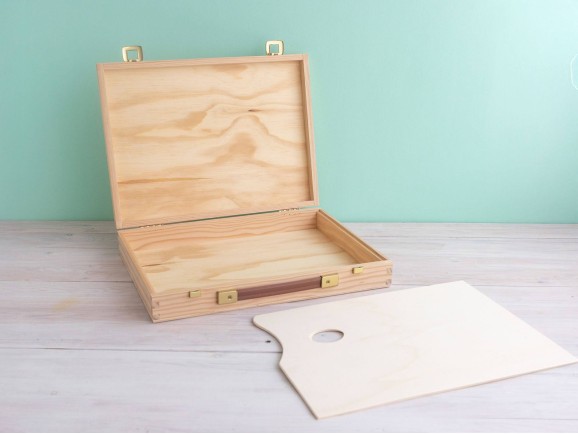 Caja maletín pintura de madera 37x27x6 cm. Ref.P1922