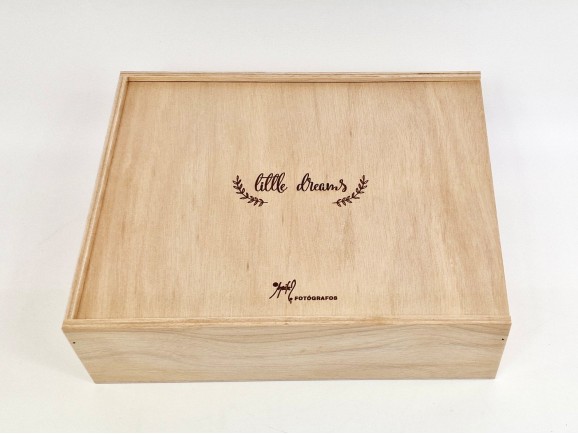 Caja de madera 35x28x10 cm. c/tapa corredera Ref.P1454C8J3