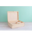 Caja de madera pino 30x23,5x11 cm. c/bis,broche y divisiones Ref.DRPZ290