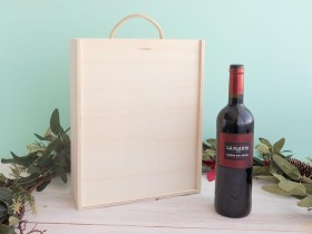 Wooden box for 3 wine bottles with sliding lid Ref.3botTC