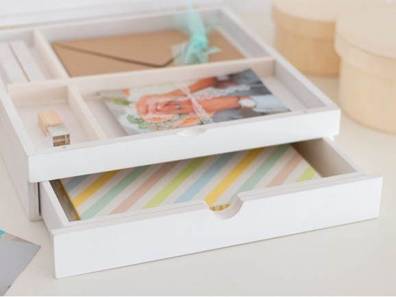 Caja Blanca con cajón y divisiones dos medidas Ref.P1454C9B